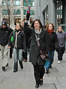 View of a tour guide while working